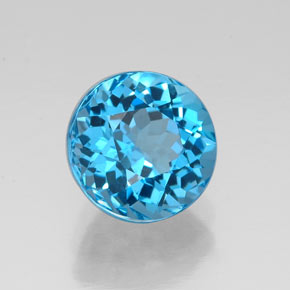 Topacio azul natural de 2,38 ct, corte redondo, VVS