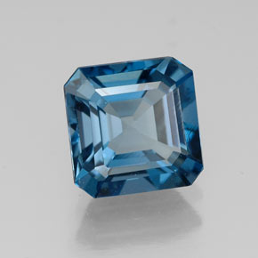 Topacio azul natural de 1,87 ct, corte esmeralda, VVS