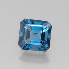 Topacio azul natural de 1,61 ct, corte esmeralda, VVS-VS