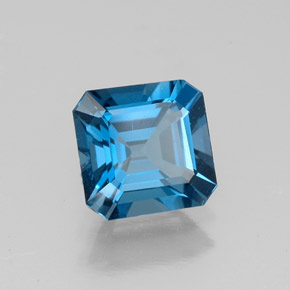 Topacio azul natural de 1,61 ct, corte esmeralda, VVS-VS