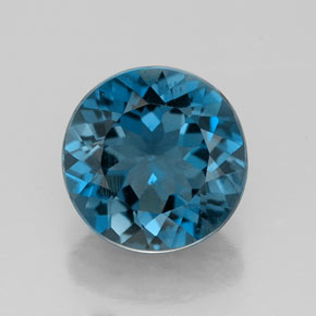 Topacio azul natural de 2,86 ct, corte redondo, VS