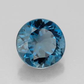 Topacio azul natural de 2,86 ct, corte redondo, VS
