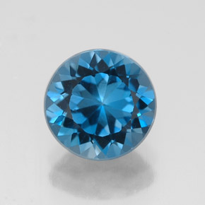 Topacio azul natural de 2,36 ct, corte redondo, VVS