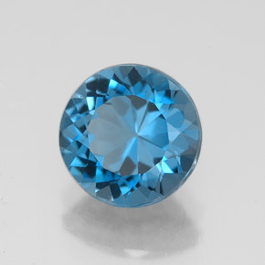 Topacio azul natural de 2,36 ct, corte redondo, VVS