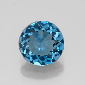Topacio azul natural de 2,18 ct, corte redondo, VVS