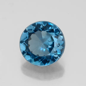 Topacio azul natural de 2,18 ct, corte redondo, VVS