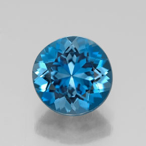 Topacio azul natural de 2,40 ct, corte redondo, VVS