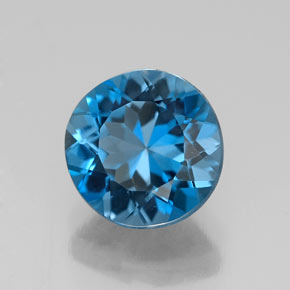 Topacio azul natural de 2,40 ct, corte redondo, VVS