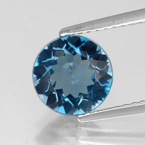 Topacio azul natural de 2,12 ct, corte redondo, VVS