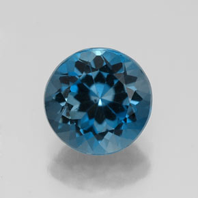 Topacio azul natural de 2,41 ct, corte redondo, VS