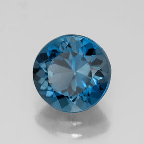 Topacio azul natural de 2,41 ct, corte redondo, VS