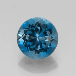 Topacio azul natural de 2,50 ct, corte redondo, VS