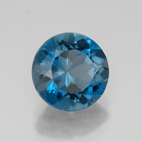 Topacio azul natural de 2,50 ct, corte redondo, VS