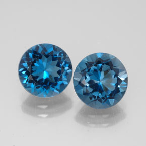 Gemas de topacio azul natural de  ct, corte redondo, VVS