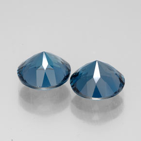 Gemas de topacio azul natural de  ct, corte redondo, VVS