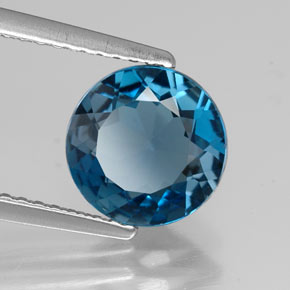 Topacio azul natural de 1,98 ct, corte redondo, VVS-VS