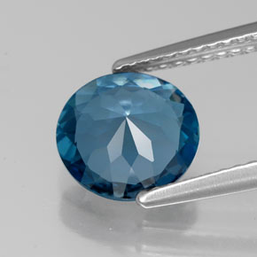 Topacio azul natural de 1,98 ct, corte redondo, VVS-VS