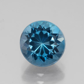 Topacio azul natural de 2,47 ct, corte redondo, VS