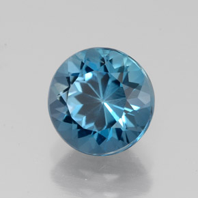 Topacio azul natural de 2,47 ct, corte redondo, VS