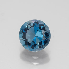 Topacio azul natural de 1,67 ct, corte redondo, VS