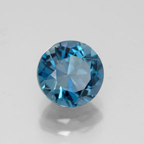 Topacio azul natural de 1,67 ct, corte redondo, VS