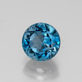 Topacio azul natural de 1,94 ct, corte redondo, VS