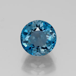 Topacio azul natural de 2,02 ct, corte redondo, VS