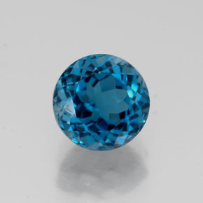 Topacio azul natural de 1,91 ct, corte redondo, VS