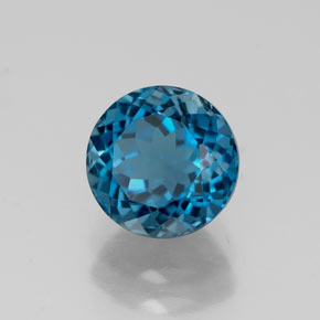 Topacio azul natural de 1,91 ct, corte redondo, VS
