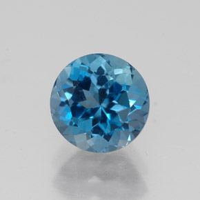 Topacio azul natural de 2,08 ct, corte redondo, VS