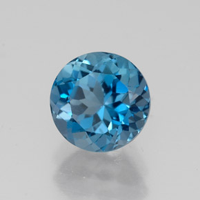 Topacio azul natural de 2,08 ct, corte redondo, VS