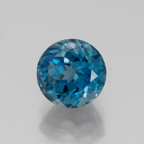Topacio azul natural de 2,05 ct, corte redondo, VS