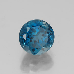 Topacio azul natural de 2,05 ct, corte redondo, VS