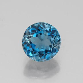 Topacio azul natural de 1,85 ct, corte redondo, VS