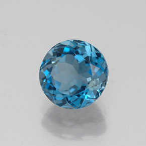 Topacio azul natural de 1,85 ct, corte redondo, VS