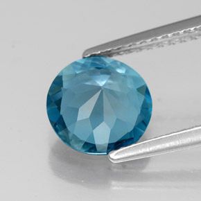 Topacio azul natural de 1,90 ct, corte redondo, VVS-VS