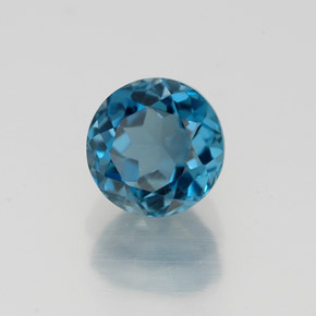 Topacio azul natural de 1,38 ct, corte redondo, VVS