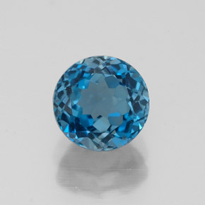 Topacio azul natural de 2,00 ct, corte redondo, VVS-VS
