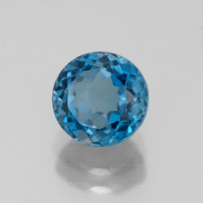 Topacio azul natural de 2,00 ct, corte redondo, VVS-VS