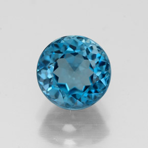 Topacio azul natural de 1,89 ct, corte redondo, VVS