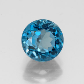 Topacio azul natural de 1,89 ct, corte redondo, VVS