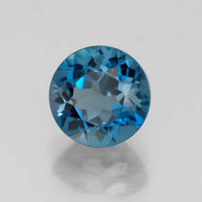 Topacio azul natural de 1,78 ct, corte redondo, VVS