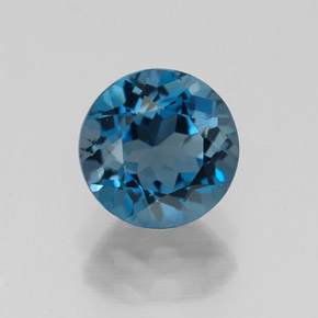 Topacio azul natural de 1,78 ct, corte redondo, VVS