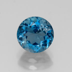 Topacio azul natural de 1,90 ct, corte redondo, VVS-VS
