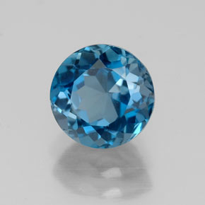 Topacio azul natural de 1,90 ct, corte redondo, VVS-VS