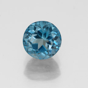 Topacio azul natural de 1,38 ct, corte redondo, VVS