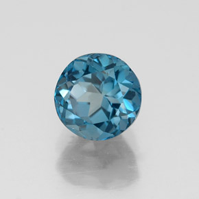 Topacio azul natural de 1,38 ct, corte redondo, VVS