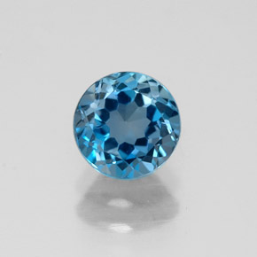 Topacio azul natural de 1,06 ct, corte redondo, VVS