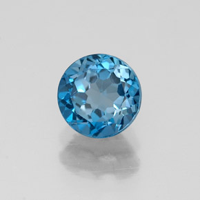Topacio azul natural de 1,06 ct, corte redondo, VVS