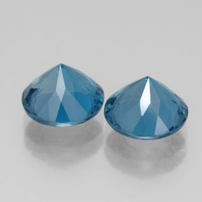 Gemas de topacio azul natural de  ct, corte redondo, VVS